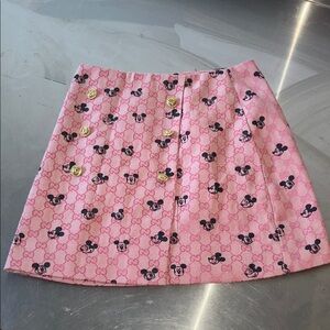 Gucci x Disney Pink Logo Mini Skirt with Gold-Tone Buttons